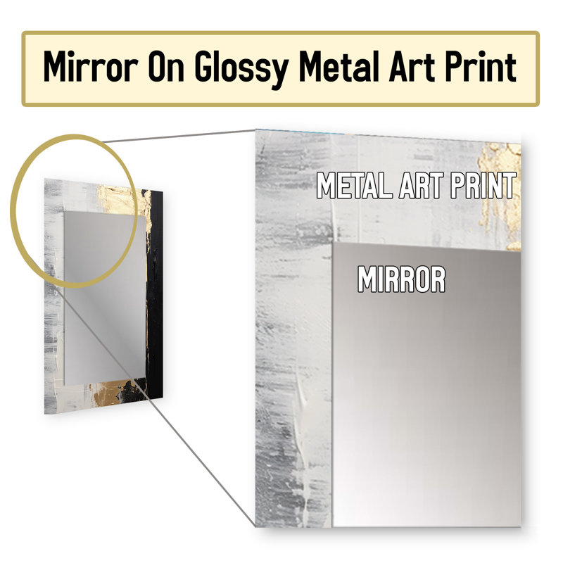 Essential Nature Of Alchemy Abstract Gold Black II - Abstract Painting Large Mirror, Modern Decorative Wall Mirror, Printed Metal Art