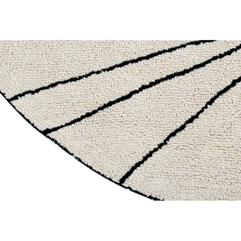 Handmade Tufted Round 5'3" Cotton Area Rug in Beige/Black