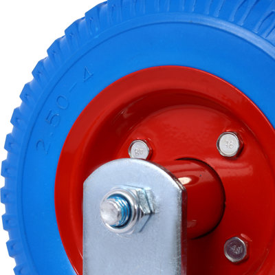 2PCS 8IN CASTER FLAT FREE WHEEL Rigrid-Caster Wheel, Steel Hub With Ball Bearings, 5/8-Inch Bore Centered Axle -Blue