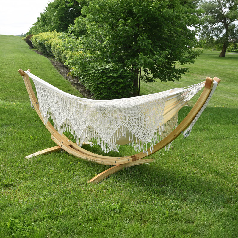 Derick Wood Standard Hammock Stand, 104cm H x 119cm W x 305cm D, Natural