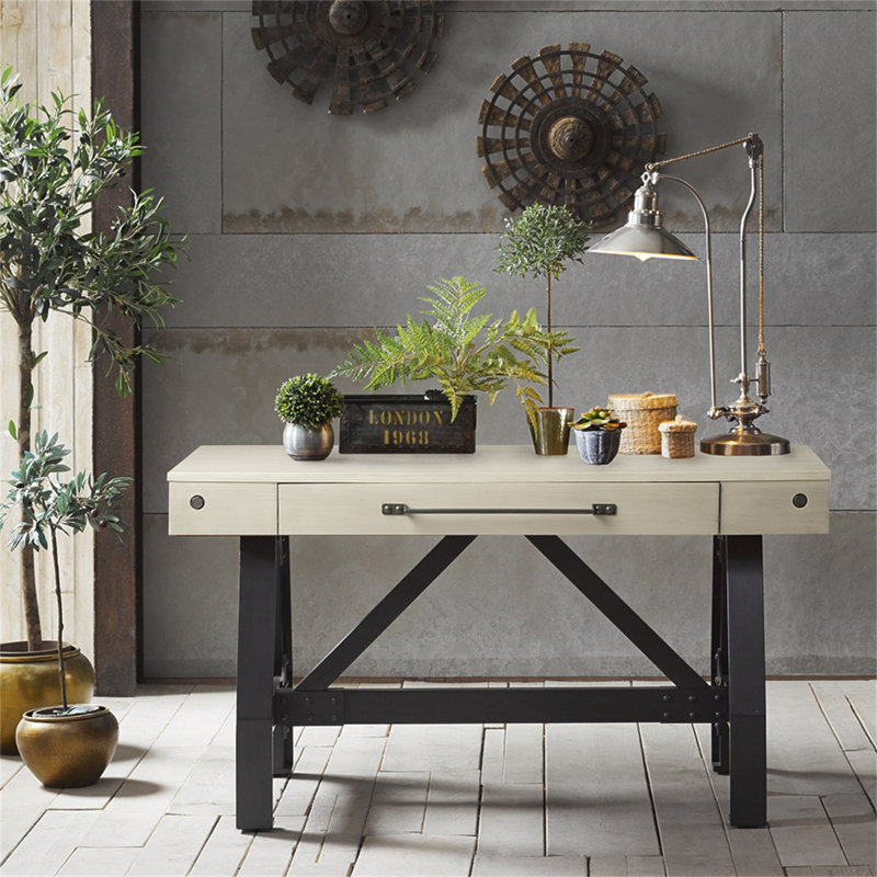 Bureau d'écriture en bois massif, Blanc récupéré