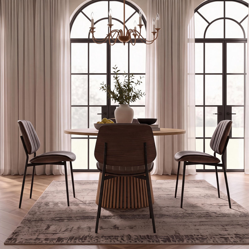Ensemble de table de salle à manger ovale extensible en bois avec 4 chaises., Bois naturel, Brun