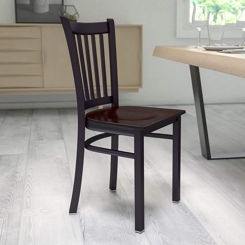 Hercules Prompton Vertical Back Metal Restaurant Chair, Walnut, 1