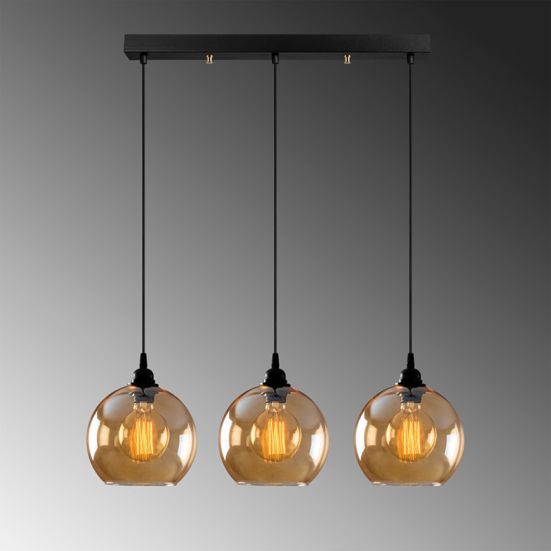3 Lights Unique Globe Kitchen Island Chandelier