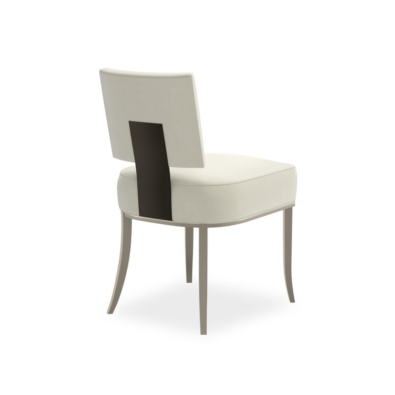 Reserved Seating Upholstered Dining Chair, Silver/Bronze, White