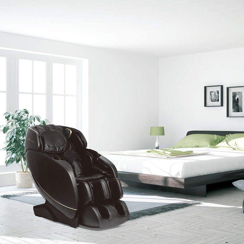 Inner Balance Wellness Jin 2.0 - Deluxe Heated SL Track Zero Gravity Massage Chair, Espresso Faux Leather
