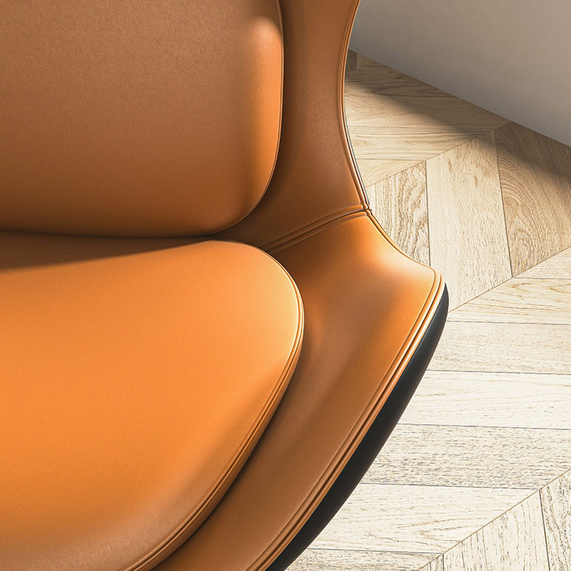 Leather Upholstered Wingback Accent Chair With Pillows
