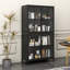 Armoire en métal avec tablettes réglables, dispositif de basculement, spacieuse pour les salles à manger, grands compartiments de rangement noirs, pieds stables, utilisation dans la chambre à coucher