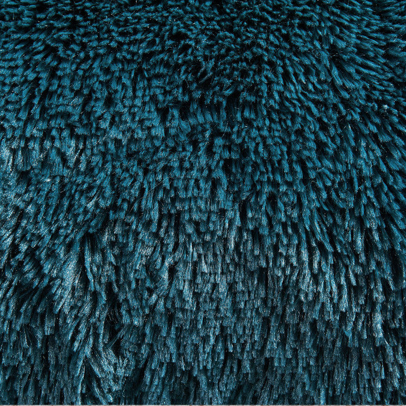 Shaggy Faux Fur Square Throw Pillow Cover, Teal
