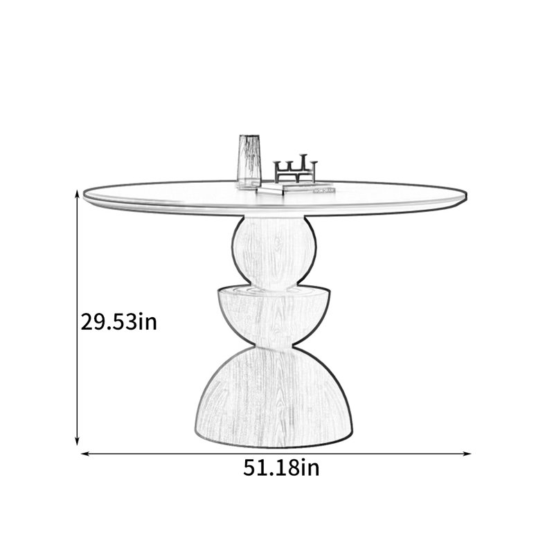 Petite table de salle à manger circulaire, Noir / brun, H 29,53 po x L 51,18 po x l 51,18 po