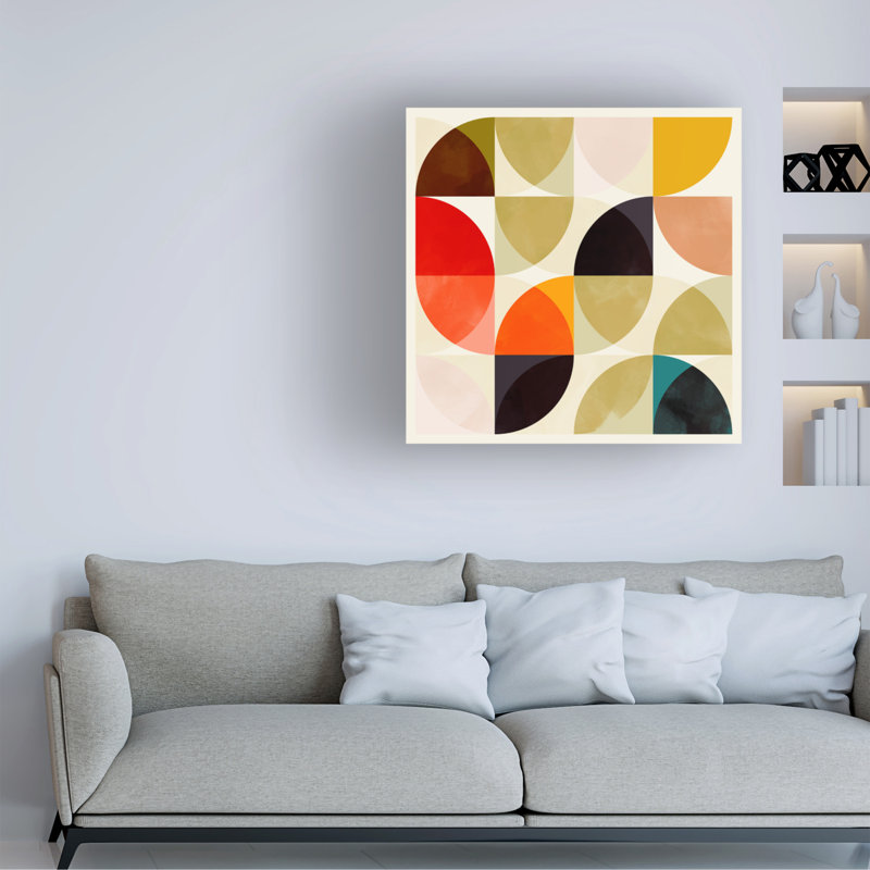 «Circles Nov 19 Beige Viertel Circles Ineinander», reproduction sur toile tendue, H 35 po x l 35 po x P 2 po