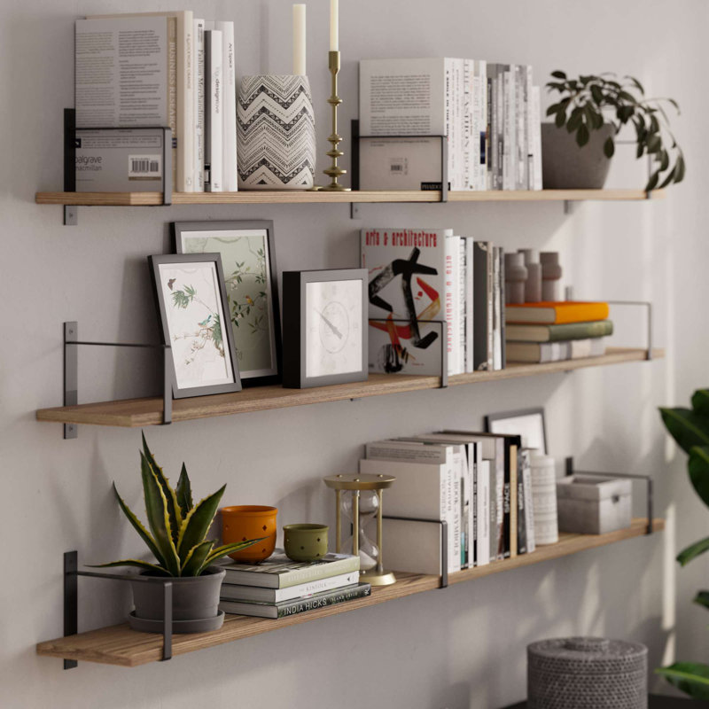 Jeses 3 Piece Paulownia Bracket Shelf