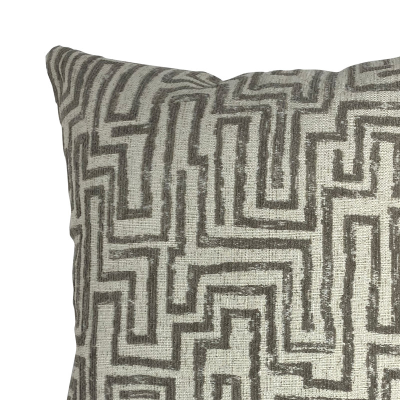 Beige Labyrinth Geometric Reversible Throw Pillow, 18" x 18"