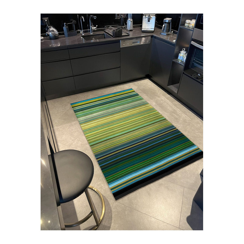 Tapis vert tissé à rayures, Sous-tapis carré 3 pi 3 po inclus