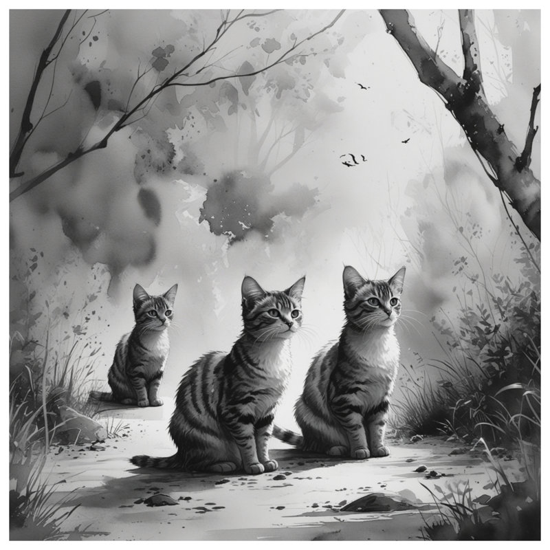Couvre-lit matelassé Three Chats Tabby toutes tailles, Double
