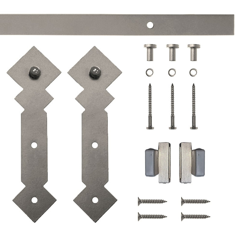 Ensemble de quincaillerie de porte de grange standard à simple rail Diamond (porte non incluse), Nickel satiné, 48 po