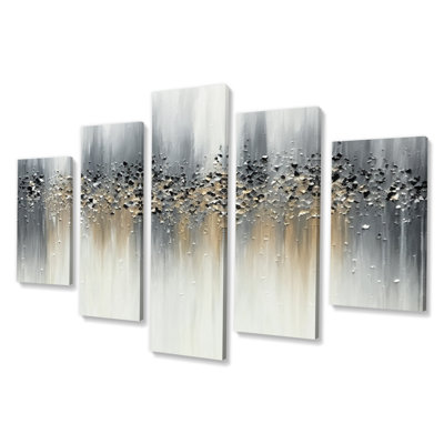 Gentle Gray Serenity - Abstract Canvas Art Print - 5 Panels