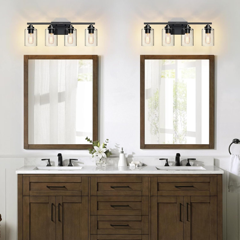 Modern Bathroom Vanity Light Fixture With Finish And Clear Glass Shade, Wall Sconce Lighting For Bathroom, Bedroom, And Living Room