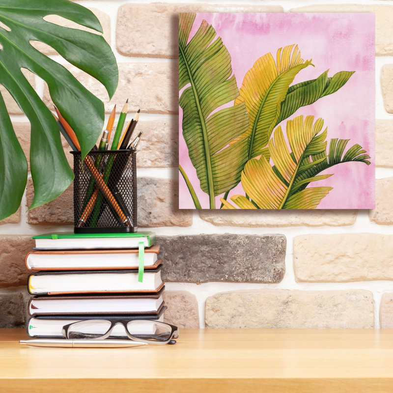  «Pink & Palms 1» par Grace Popp, art mural sur toile, 12 po x 12 po