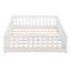 Lit double pleine grandeur avec porte, cadre de lit plateforme en bois massif avec clôture, adapté aux enfants, bois de pin, blanc