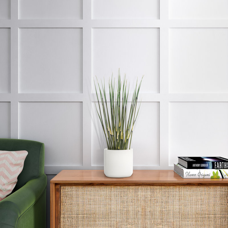 Horsetail Reed in White Kendall Pot