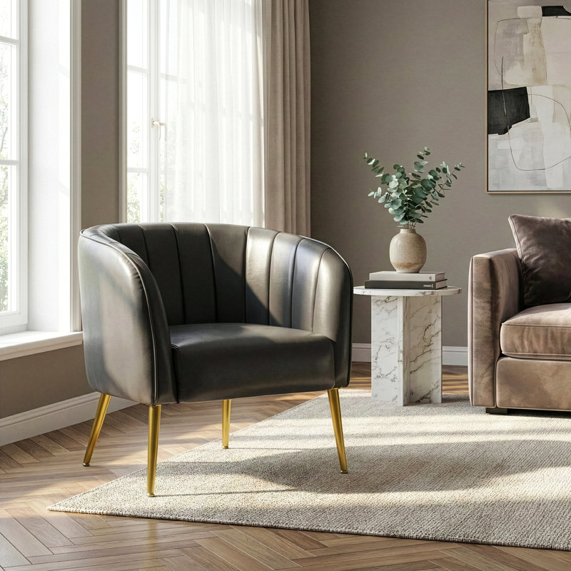 Fauteuil Gjylnaze, Similicuir gris