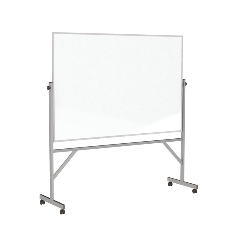 72" x 48" White Aluminum Frame Reversible Mobile Whiteboard
