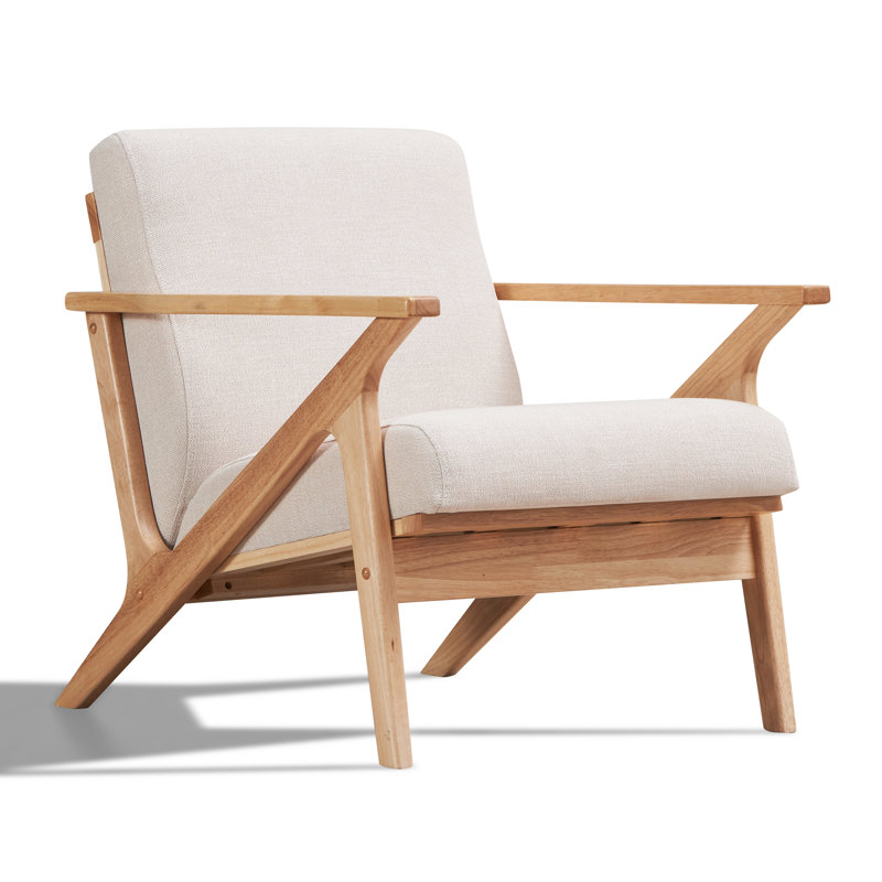 Fauteuil d'appoint Zola, Chêne, Polyester beige