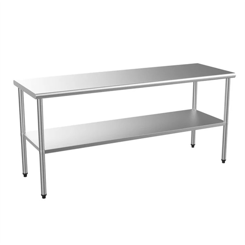 Table en acier inoxydable avec tablette inférieure, H 34 po x l 72 po x P 24 po