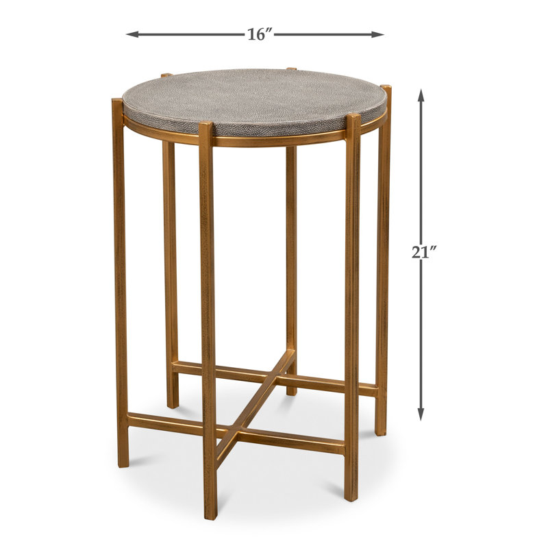 Spence Contemporary Black and Gold Round Wood & Metal Side Table
