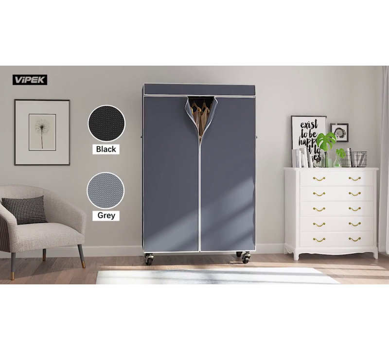 R1C Plus White Wire Garment Rack with Black Cover