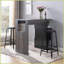 Gris patiné Table basse noire avec compartiment pour verre à vin 3 tablettes, rangement compact pour bar personnel