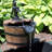 Wood Barrel Weather-Resistant Brown 2-Tier Outdoor Water Fountain with Decorative Hand Pump