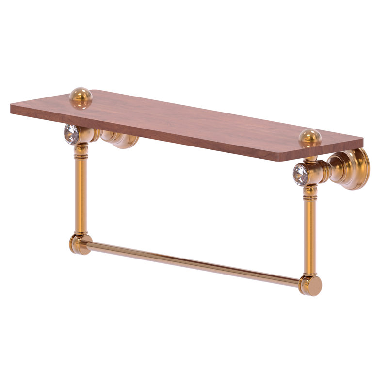 Tablette en bois massif avec barre à serviettes Freyja Ironwood, H 5,54 po x l 16 po x P 7 po, Bronze brossé