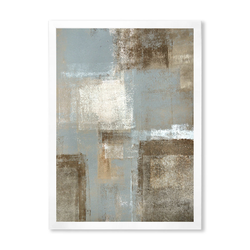 «Gray Meets Brown Abstract Art VI», reproduction sur toile, Cadre d'angle fermé blanc, H 12 po x l 8 po x P 1 po