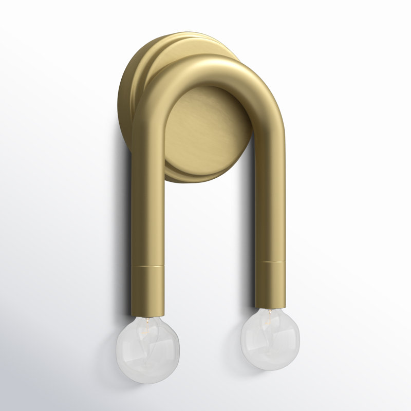 Yula 2 Light Dimmable Armed Sconce, Natural Brass