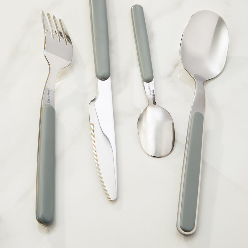 BergHOFF Leo Balance Stainless Steel 24Pc Flatware Set, Moonmist, Grey