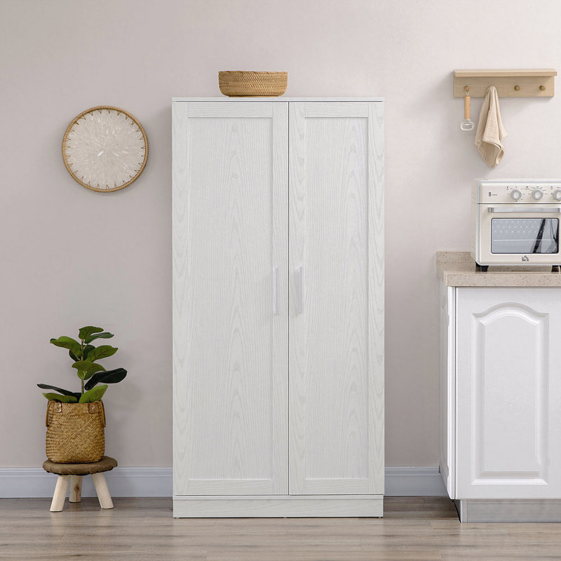 Armoire de rangement 63 po à 14 niveaux pour garde-manger autoportante à 2 niveaux - 2 portes, tablettes réglables