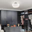 Grand semi-encastré 3 lumières or doux avec abat-jour en tissu blanc cassé fabriqué à la main-978484491