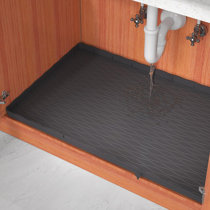 Under Sink Mat Kitchen Sink Cabinet Tray, 34 x 22 Silicone Waterproof Under  Sink Liners for Kitchen, Sink Cabinet Protector for Water Drips, Leaks,  Spills, Holds over 3.3 Gallons (Black) 