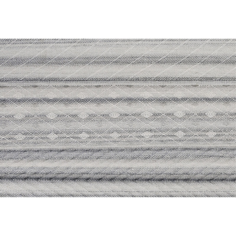 Tapis rectangulaire en laine noué à la main ivoire / gris / noir, Rectangle 6 pi x 9 pi