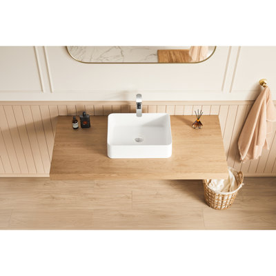20" X 14" Solid Surface Vessel Bathroom Sink Matte White - Modern Design For Bathrooms Basin Build And Finish