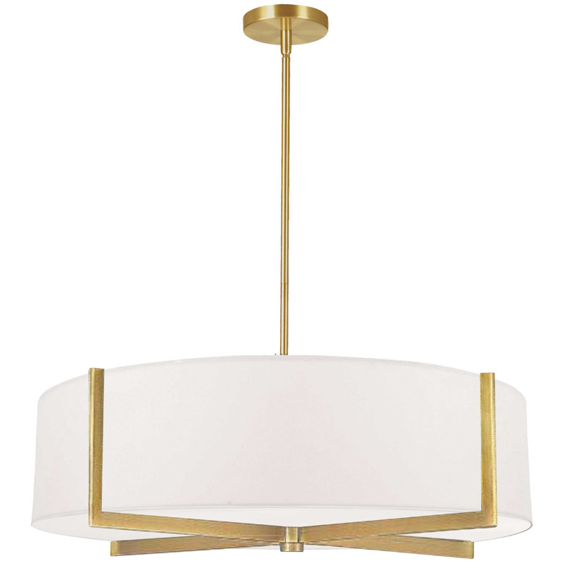 Luminaire suspendu incandescent 4 lumières Braidon, Blanc, Laiton vieilli