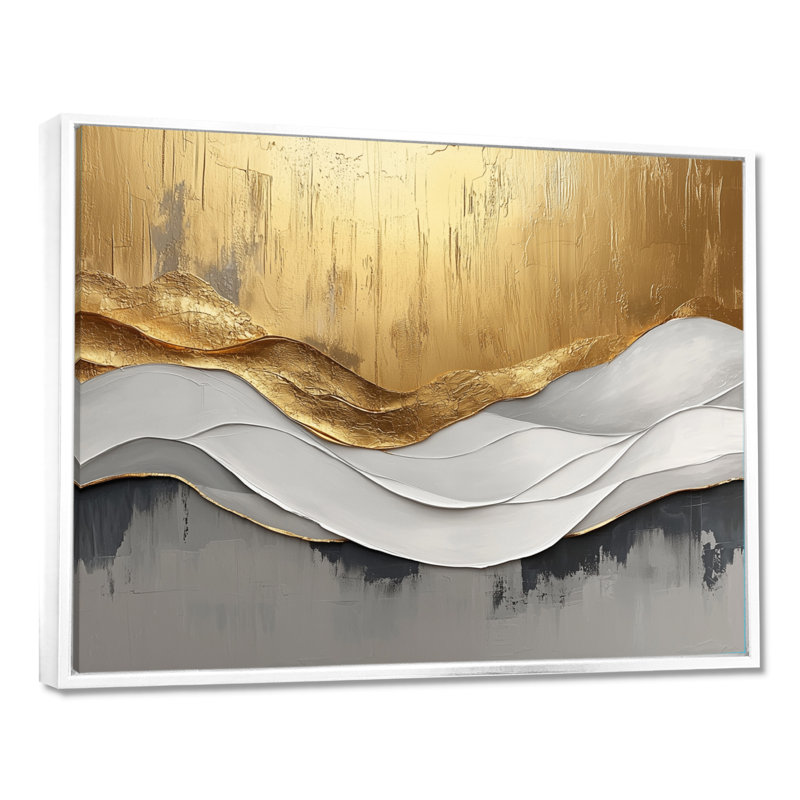 Oplis V - Abstract Large Wall Art, H 34 po x l 44 po, Cadre flottant, Blanc