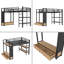 Lit mezzanine en métal avec tablettes de rangement, cadre de lit mezzanine avec garde-robe et panneau perforé-1930790081