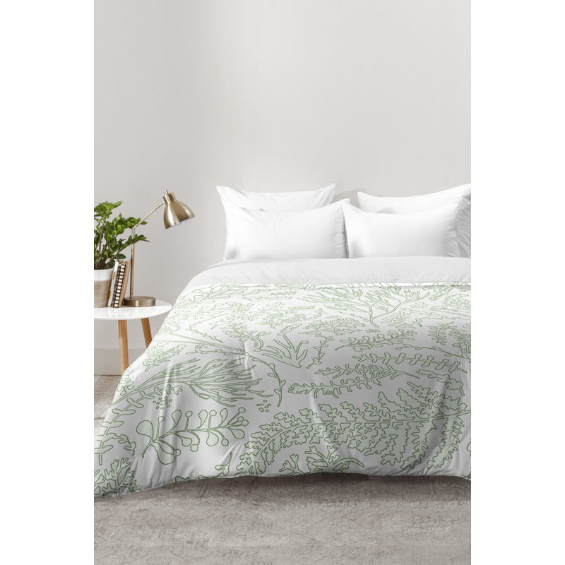 Monika Strigel Modern & Contemporary Floral Comforter, Full/Queen Comforter + 2 Standard Shams, Green