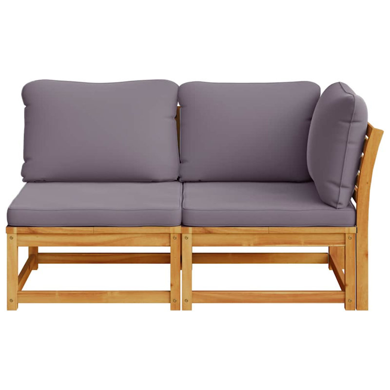 Winston Porter 2 Piece Patio Lounge Set With Cushions Solid Wood Acacia, Dark Gray