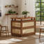 Meuble-bar de coin avec accents en rotin, armoire à boissons et table de bar pour petits espaces