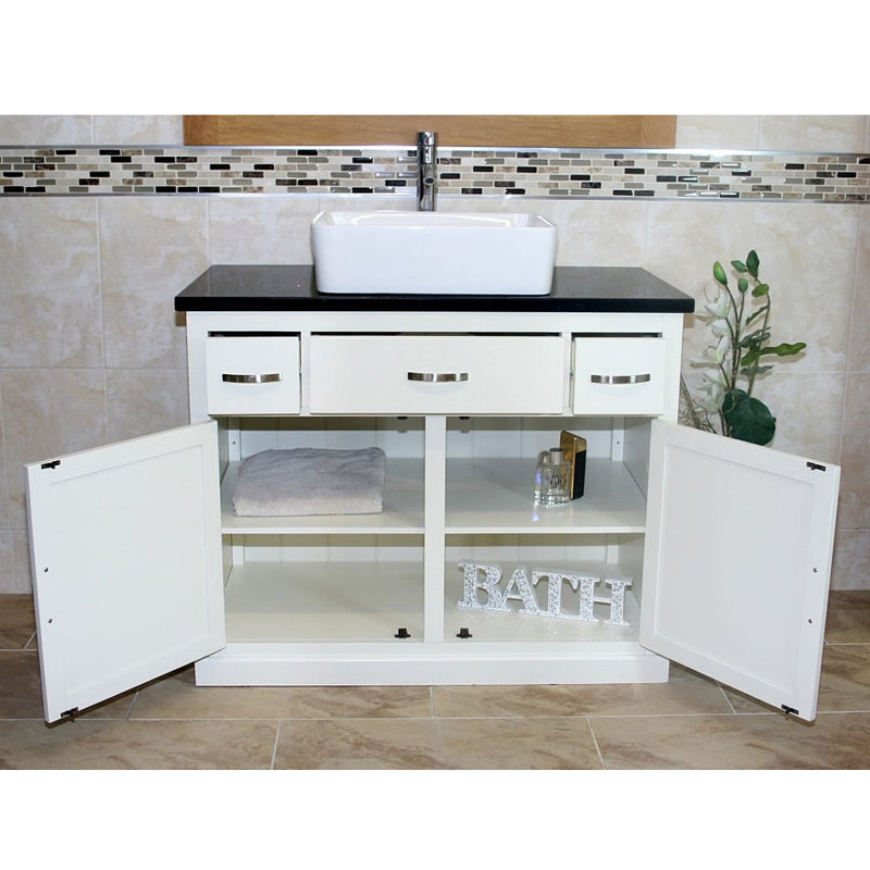 Roderick 1000mm Single Bathroom Vanity with Basin, Black Quartz, White