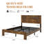 Structure de lit plateforme en bois rustique, lit de style industriel avec support à lattes en métal, aucun sommier requis, assemblage facile, grand lit-270511911